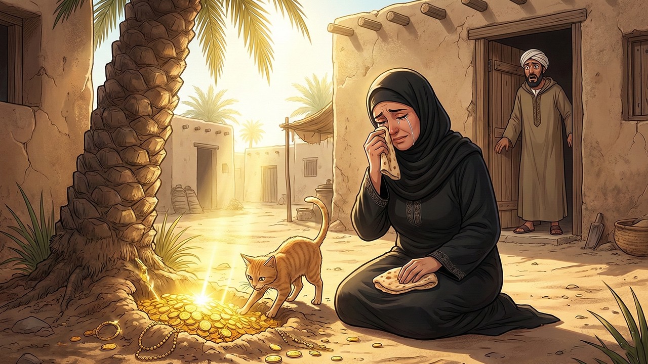 قصة الزوجة التي تقاسمت طعامها مع قطة في رمضان.. فكافأها الله بكنز  جعلها أغنى إمرأة في القرية!