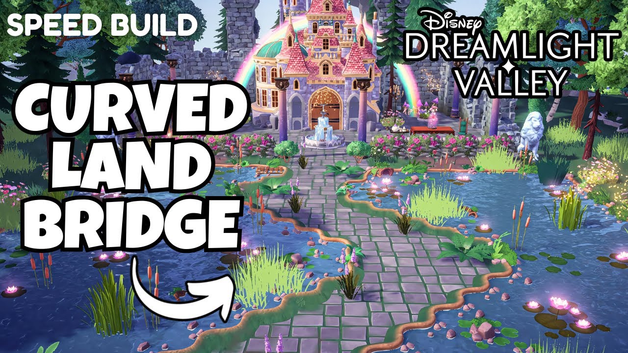 CURVY LAND BRIDGE TUTORIAL River Kit Series / Beauty & the Beast's Castle / Disney Dreamlight Valley