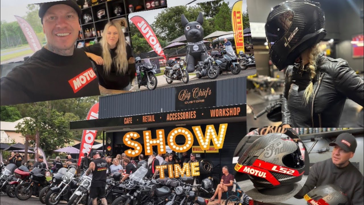 HUNDREDS OF BIKES TAKE OVER THE TOWN🇦🇺 & Custom painted LS2 6k Carbon helmet. ￼