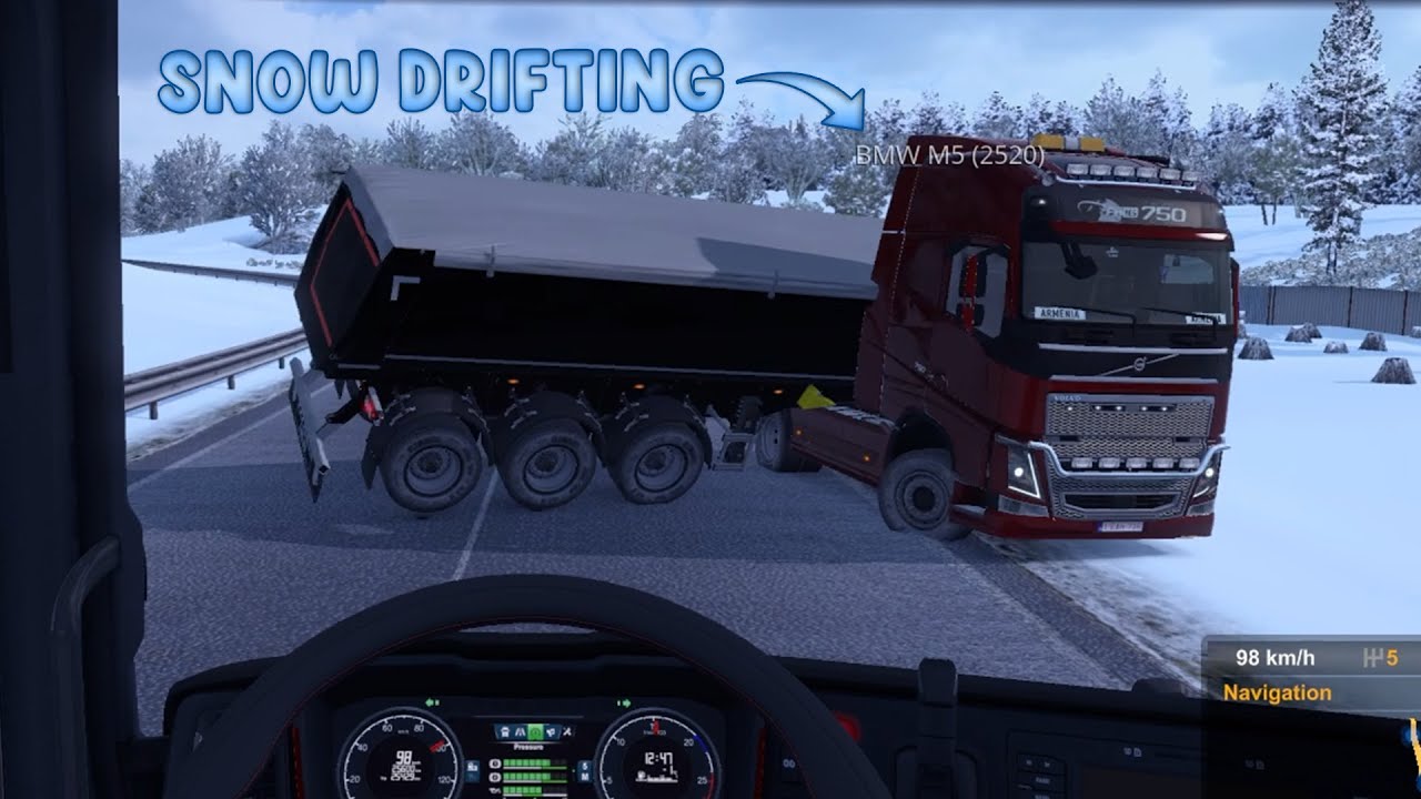 NOOBS on the road #17 - Truck drifting on snow | Funny moments - ETS2 Multiplayer