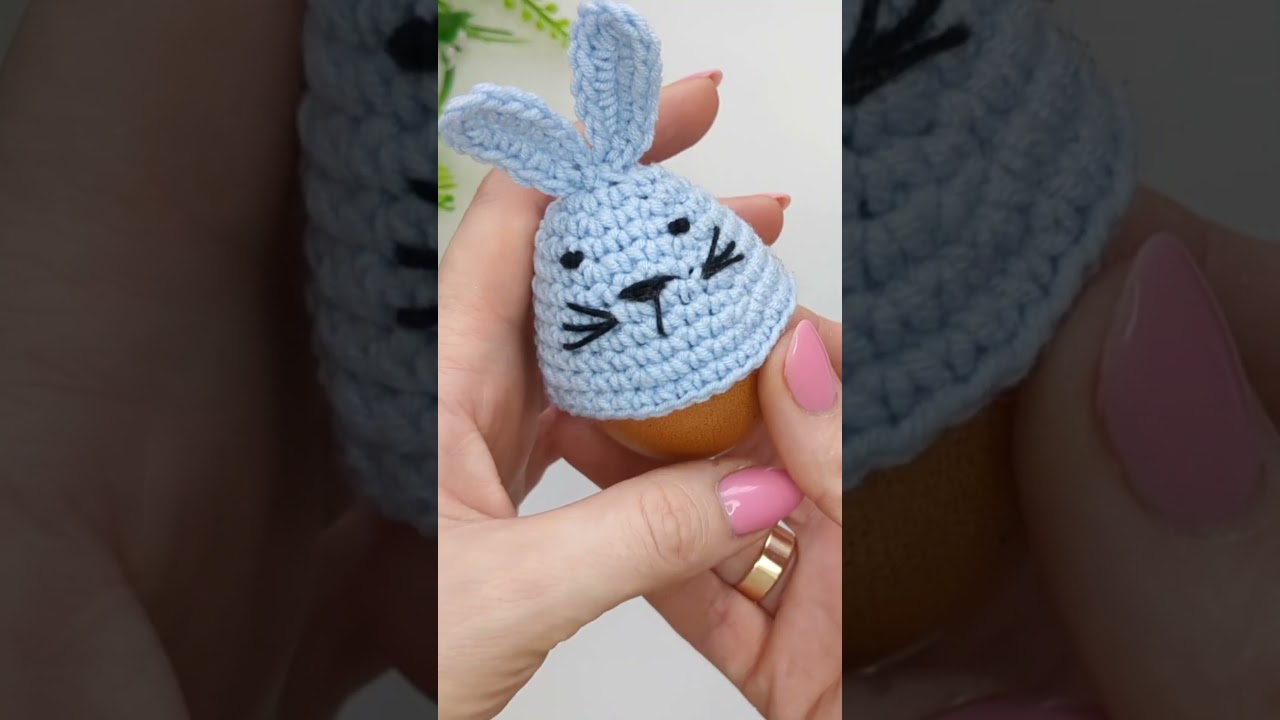 Crochet Easter Bunny Egg Cozy #crochetbunny #easterbunny #eastereggs