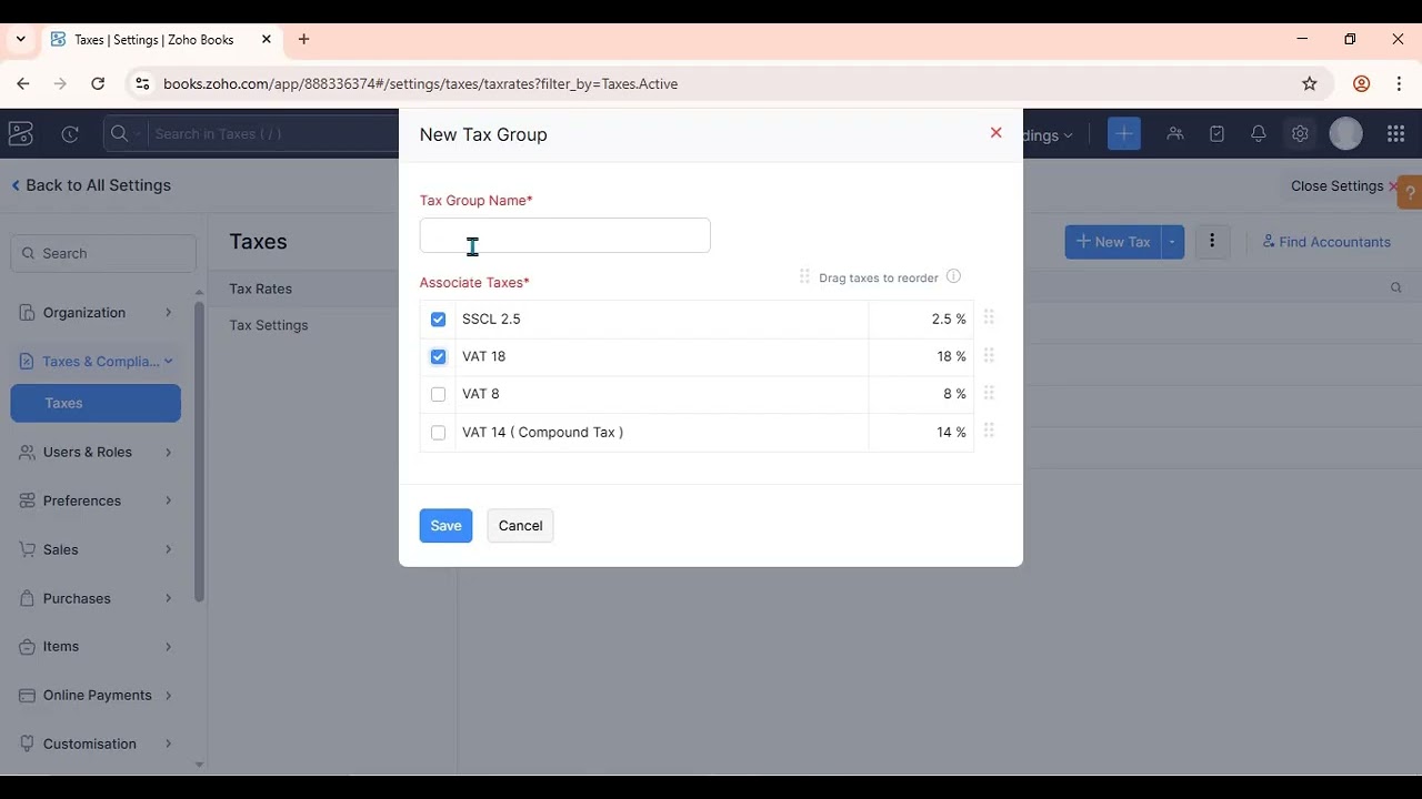 📘 Tax Groups in Zoho Books &ndash; Step-by-Step Tutorial