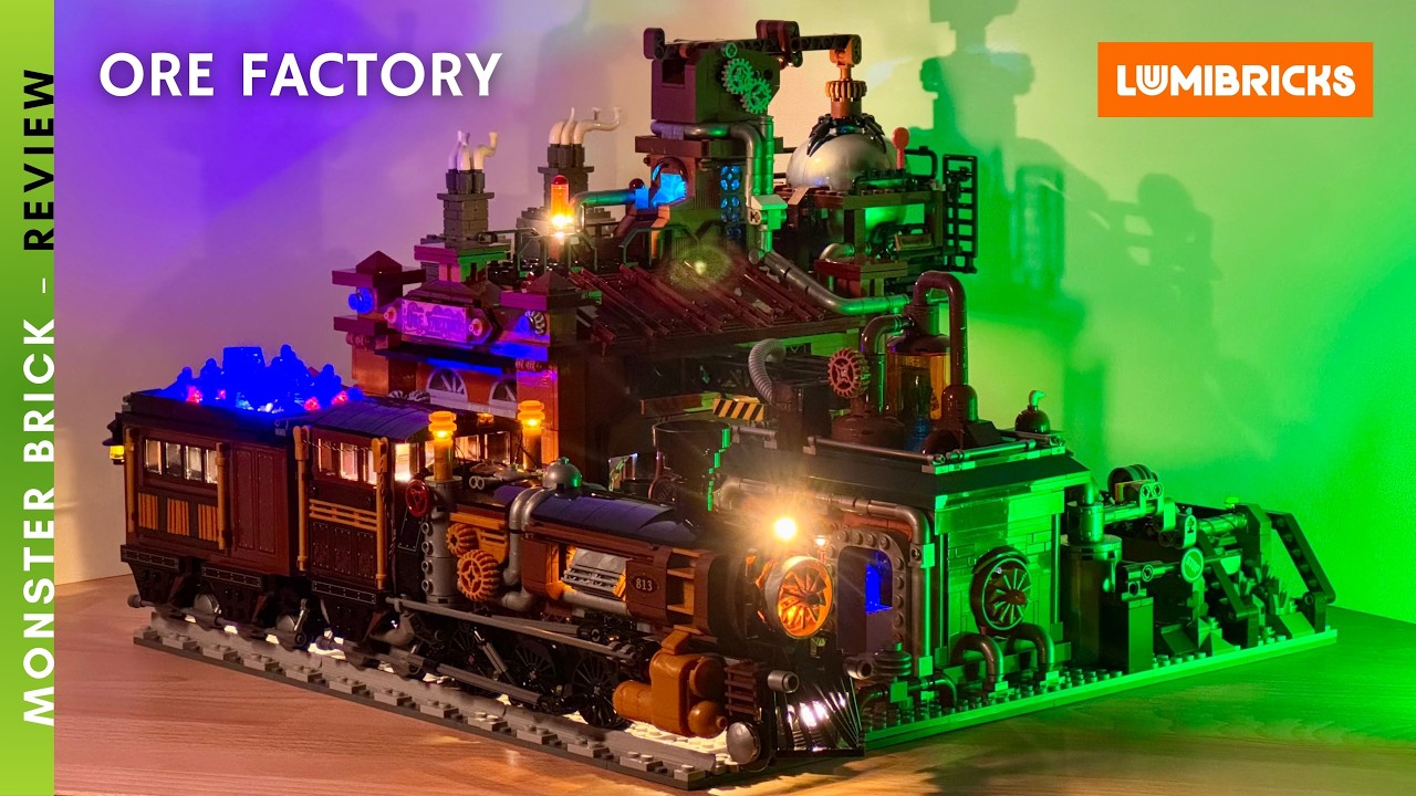 💎🏭 Обзор! Lumibricks ORE FACTORY (+TRAIN🚂) (3138 деталей) Steampunk World с комплектом подсветки ...