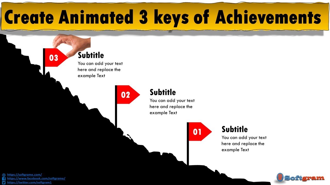 70.Create animated 3 Keys of Achivements