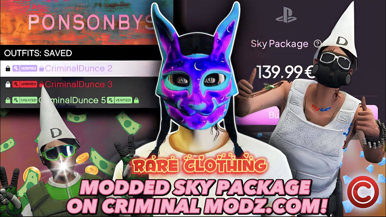 ♡CRIMINAL MODZ Sky Package! PS4/PS5 modded package! EXCLUSIVE, RARE, Masks, Shoes, AirPods + MORE!♡