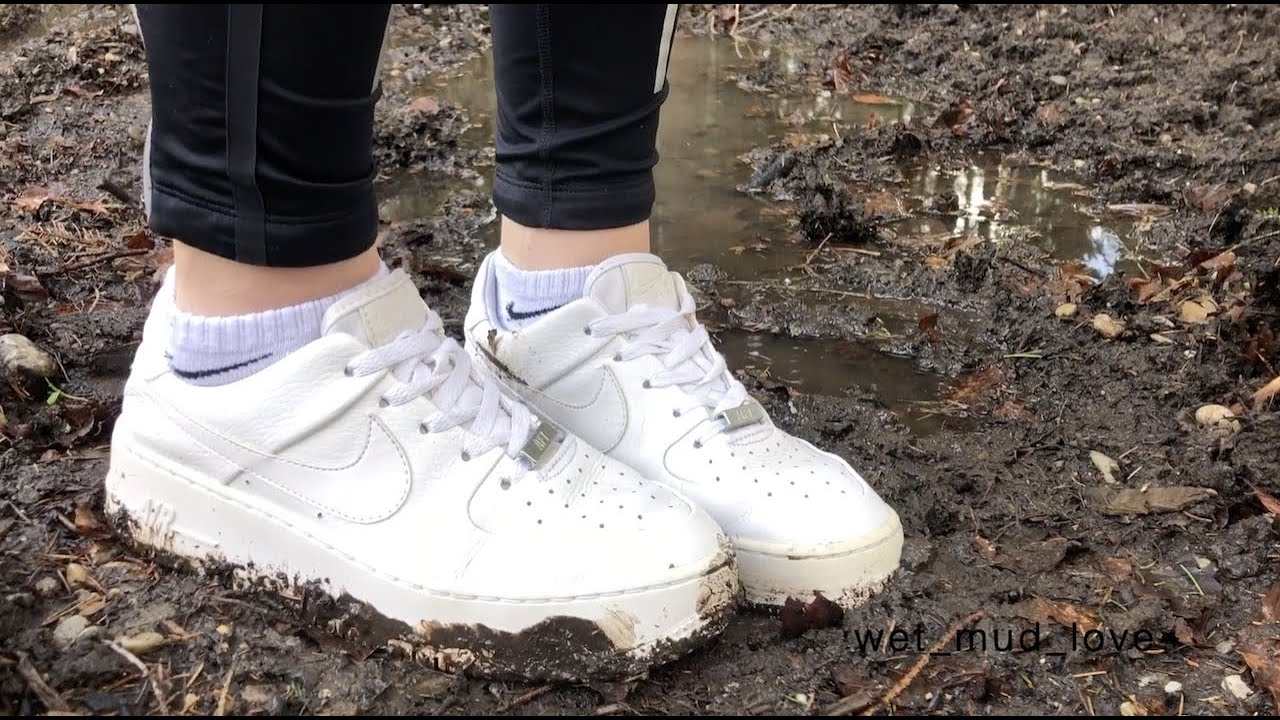 white nike air force sage in mud - part 1