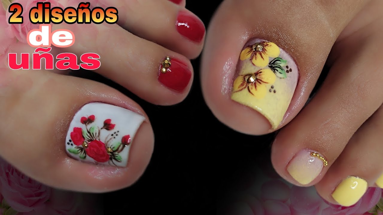 2 HERMOSOS diseños de uñas /uñas para  pies /Uñas Bonitas #nailart