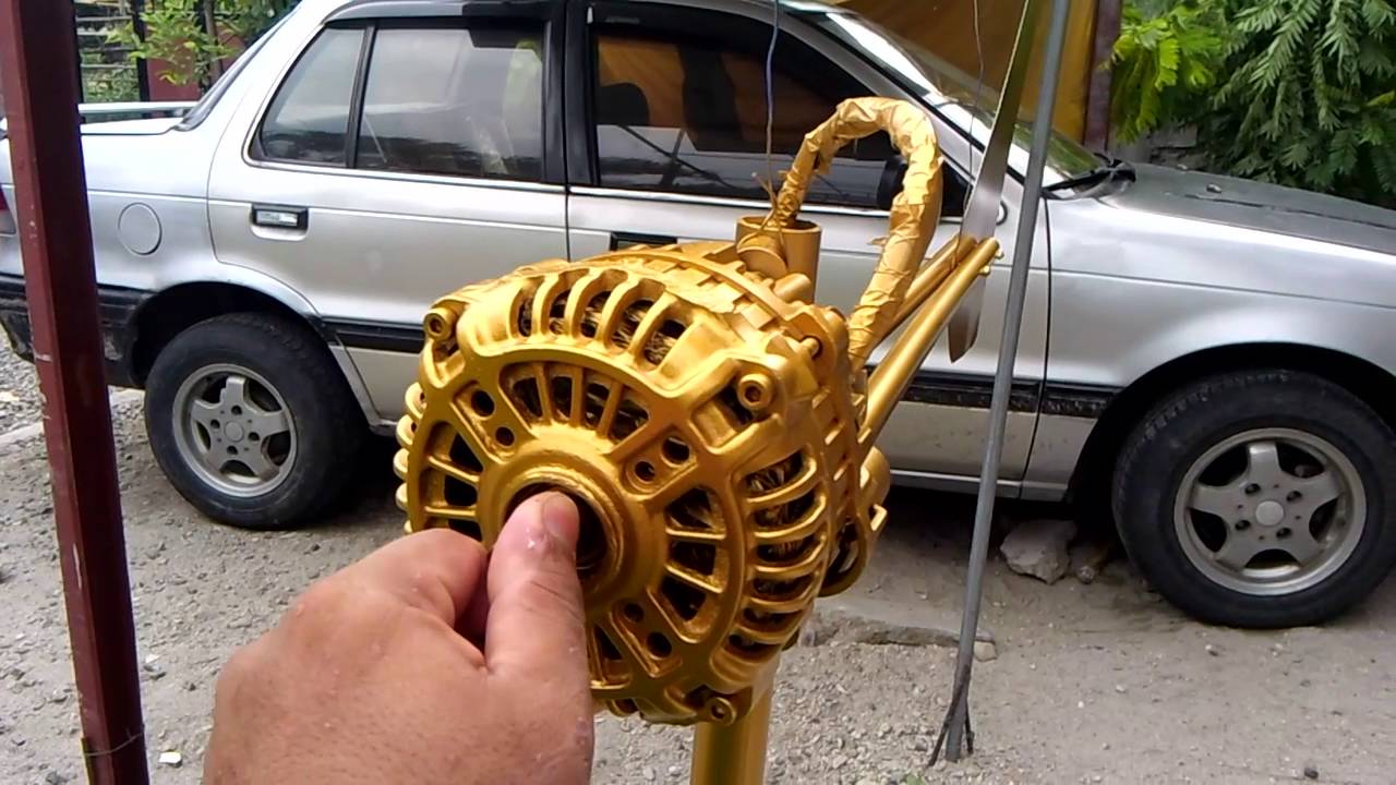 Converting a car alternator into wind generator: Assembled