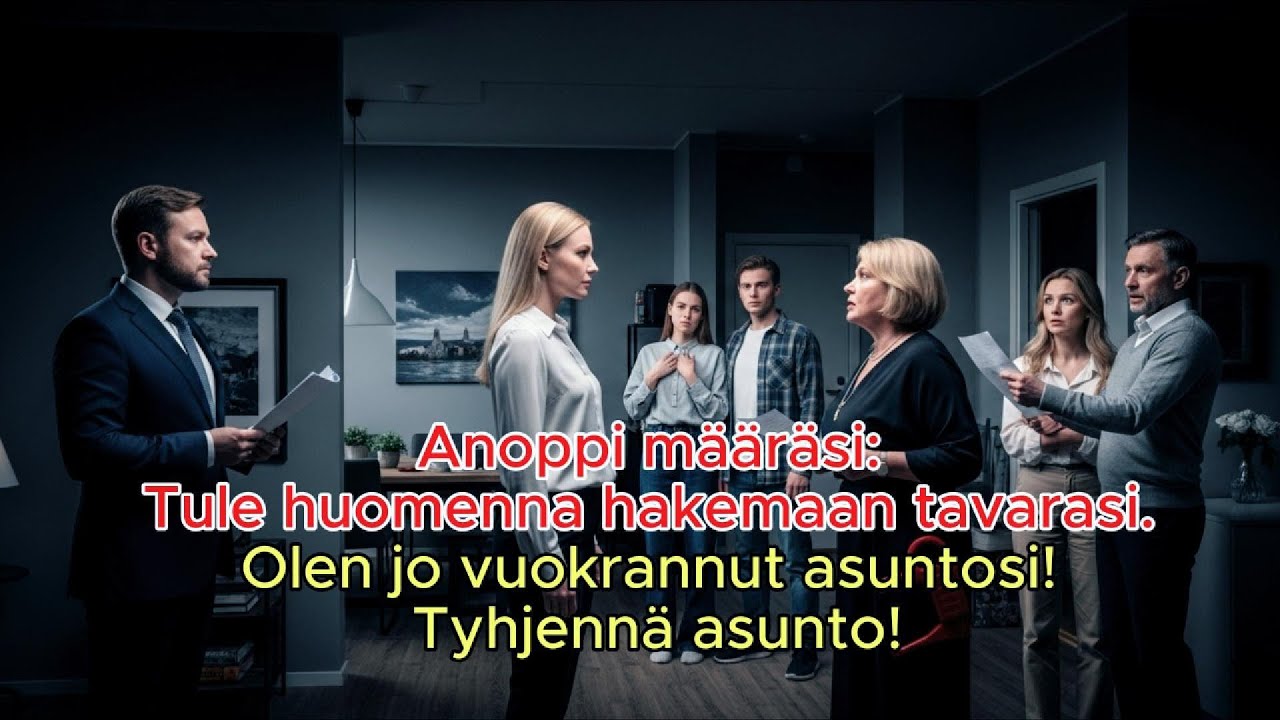 Anoppi määräsi: Tule huomenna hakemaan tavarasi. Olen jo vuokrannut asuntosi! Tyhjennä asunto!