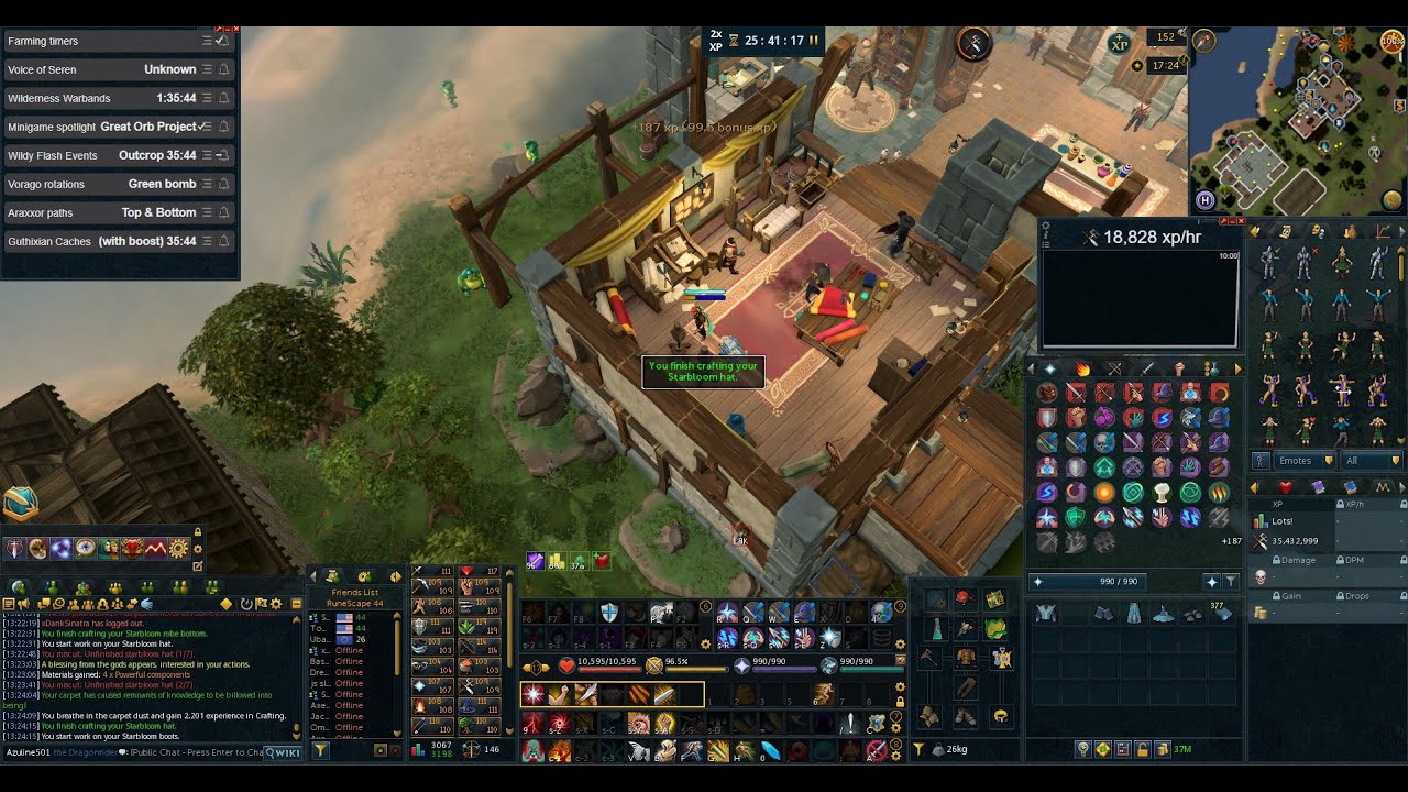 Obtaining 110 Crafting and 120 Herblore, then Training Firemaking | RS3