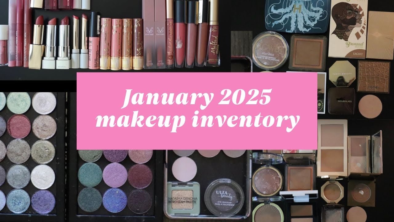 January 2025 Makeup Inventory - overhead look at all my makeup
