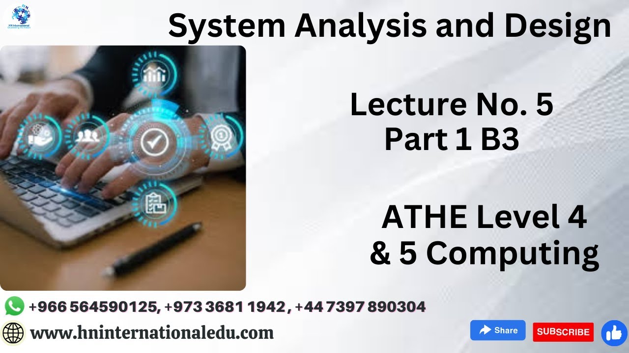 System Analysis and Design Lecture No. 05 Part 1 B3 ATHE Level 4 & 5 Computing