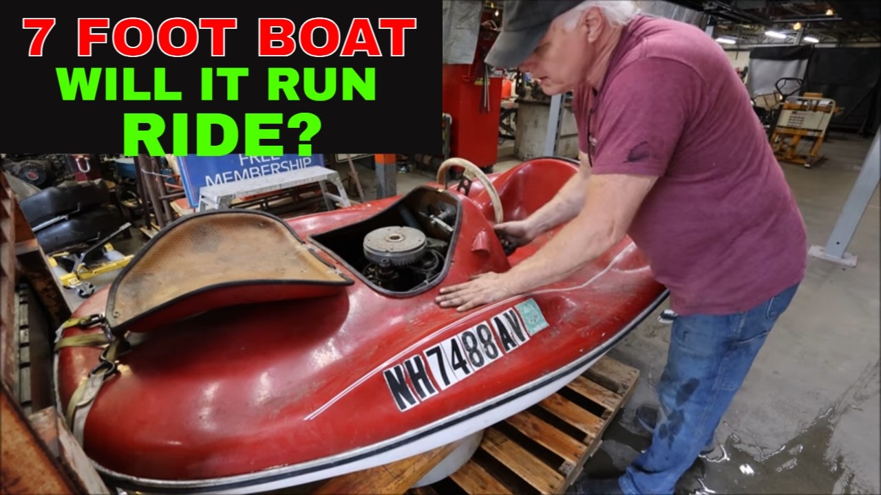 Abandoned 60s Mid Engine Mini Boat, will it Run and Ride?