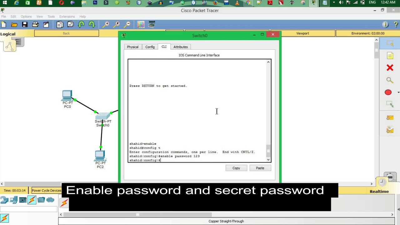 Switch configuration||user exec||privileged exec mode
