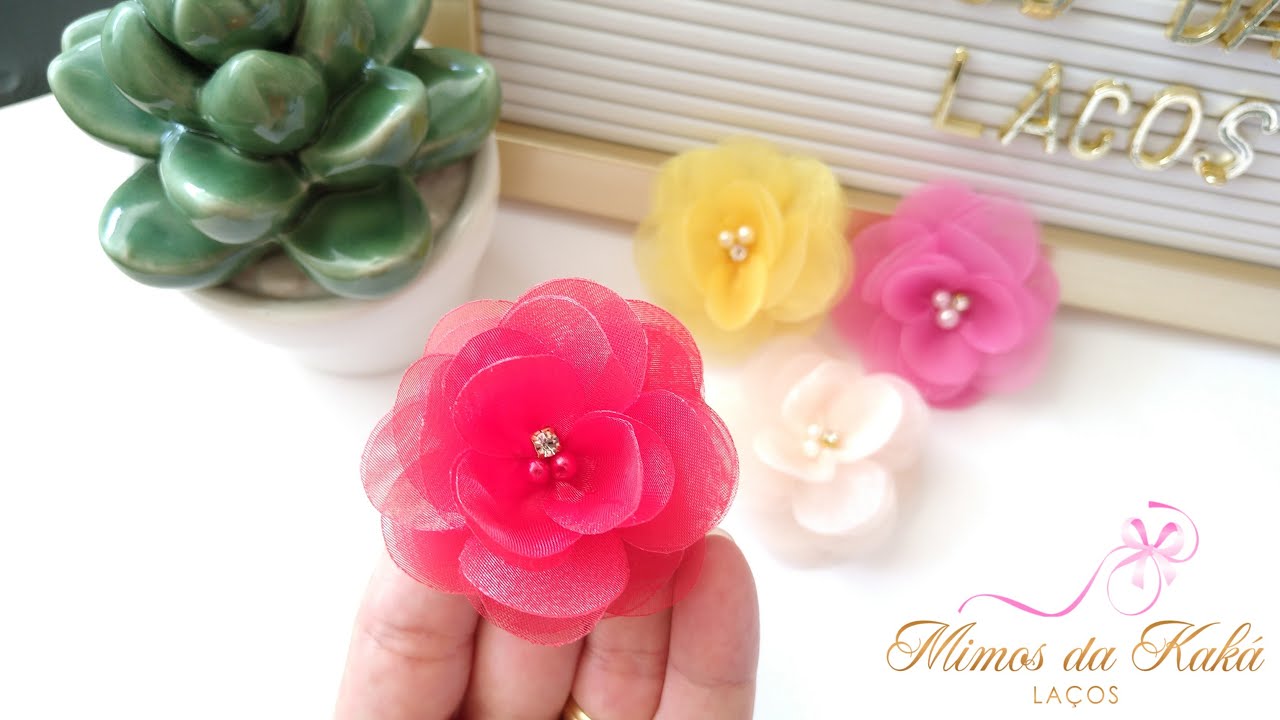 Flor Orquídea Organza Diy Ribbon Bow - Kaká Magalhães