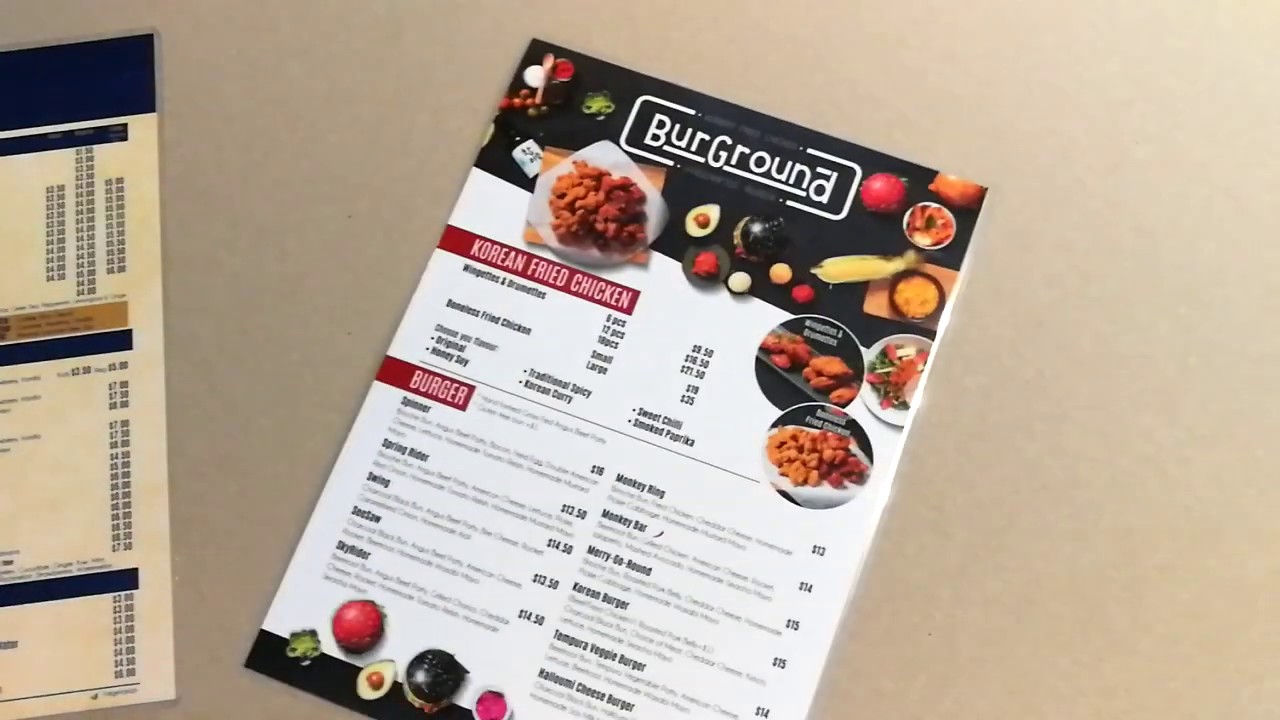 Single Sheet Restaurant Menus Printing