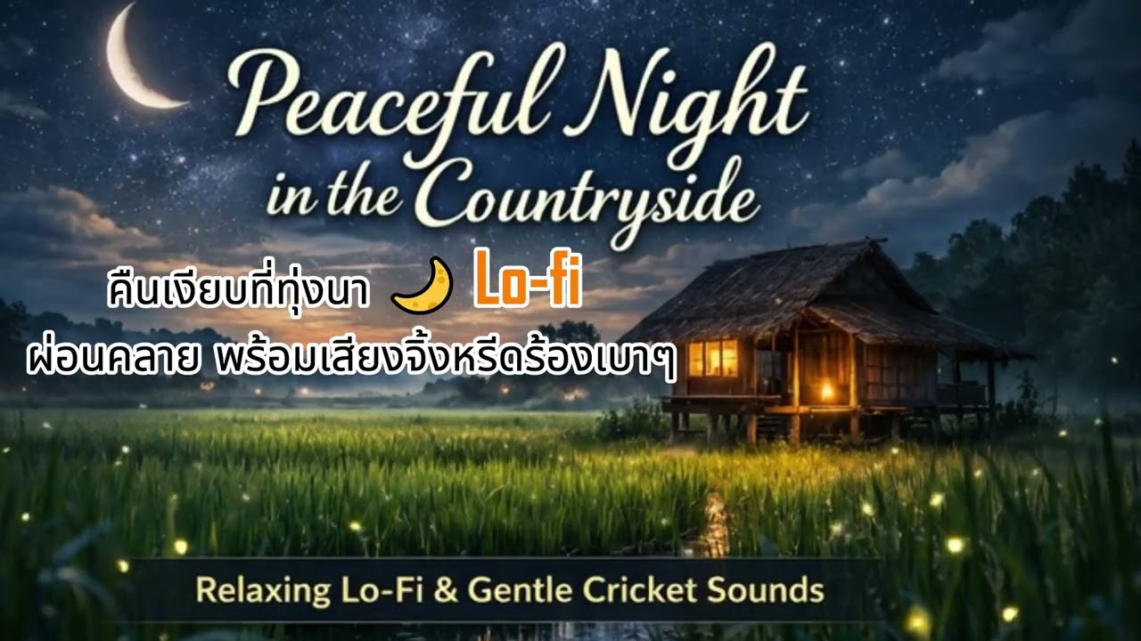 Peaceful Night in the Countryside | Lo-fi ผ่อนคลาย พร้อมเสียงจิ้งหรีดร้องเบาๆ คืนเงียบที่ทุ่งนา
