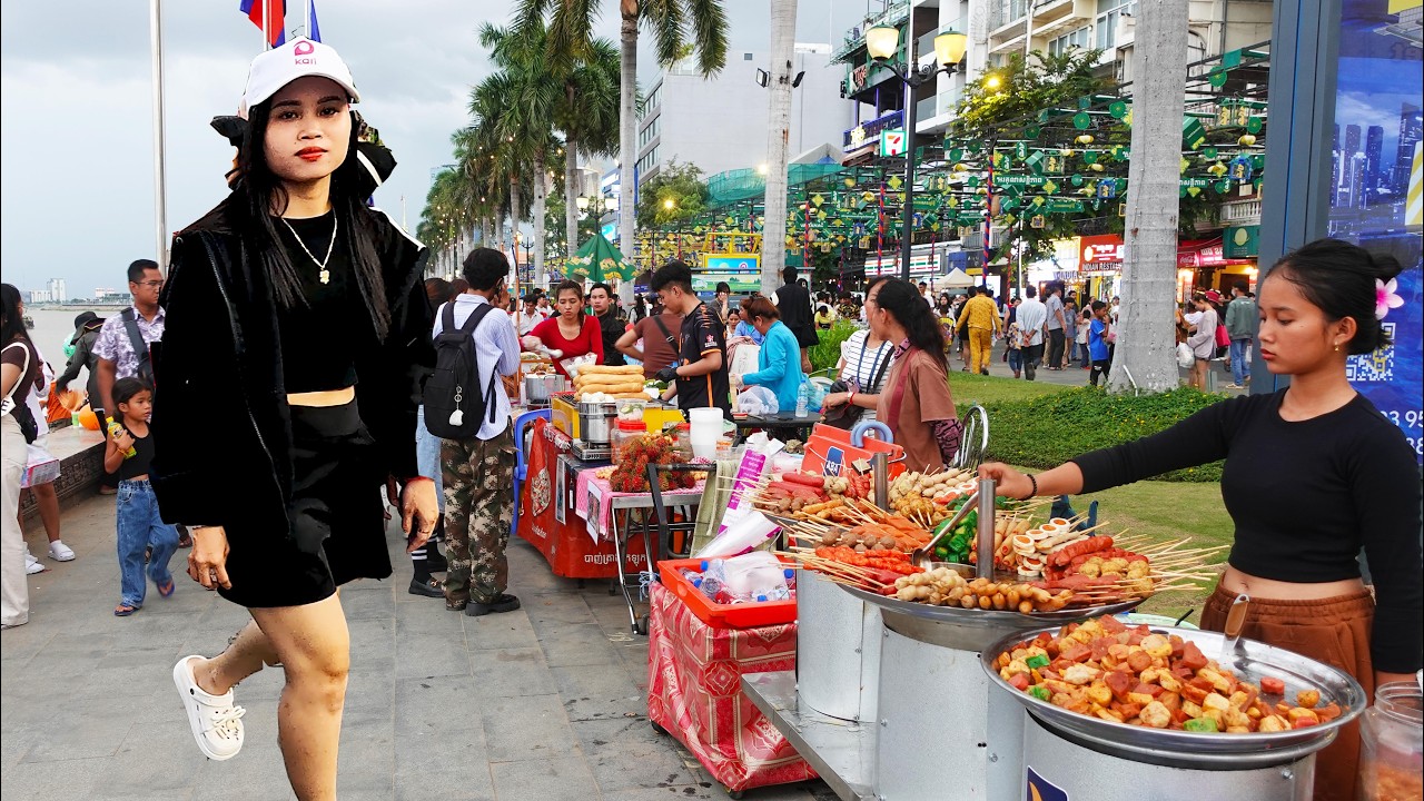 Hidden Gems CAMBODIAN Street Food  - Walking Tour in Riverside Night Market