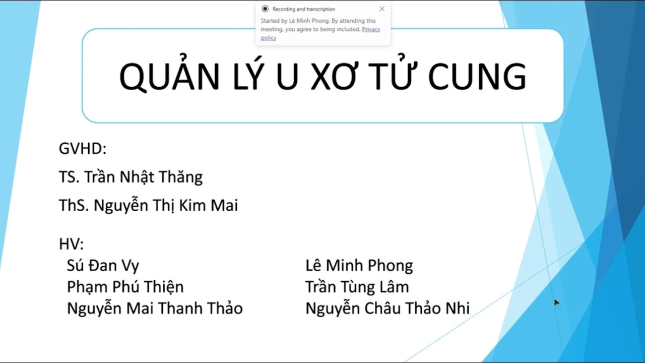 QUẢN LÝ U XƠ TỬ CUNG
