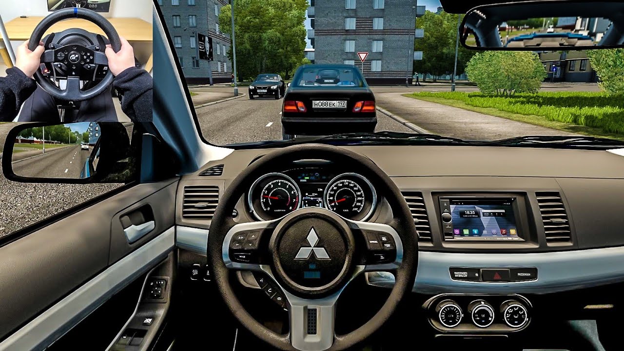 Mitsubishi Lancer X - City Car Driving [Steering Wheel Gameplay]