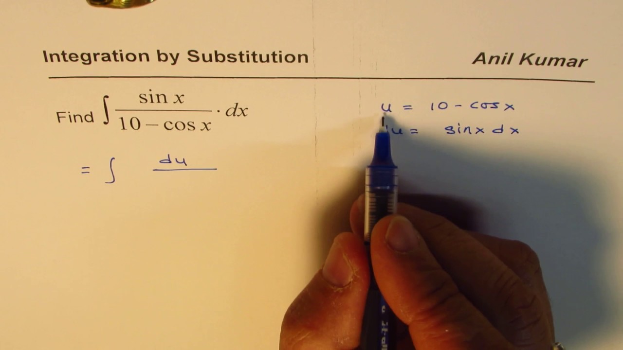 Integration of Trigonometric Quotient sin x /10 - cos x by Substitution