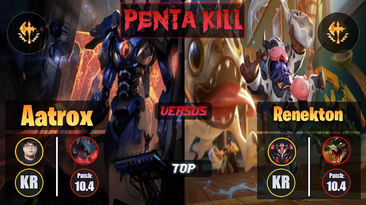 CuVee AATROX (Top) [Conqueror] VS RENEKTON - Grandmaster KR Patch 10.4 Penta Kill