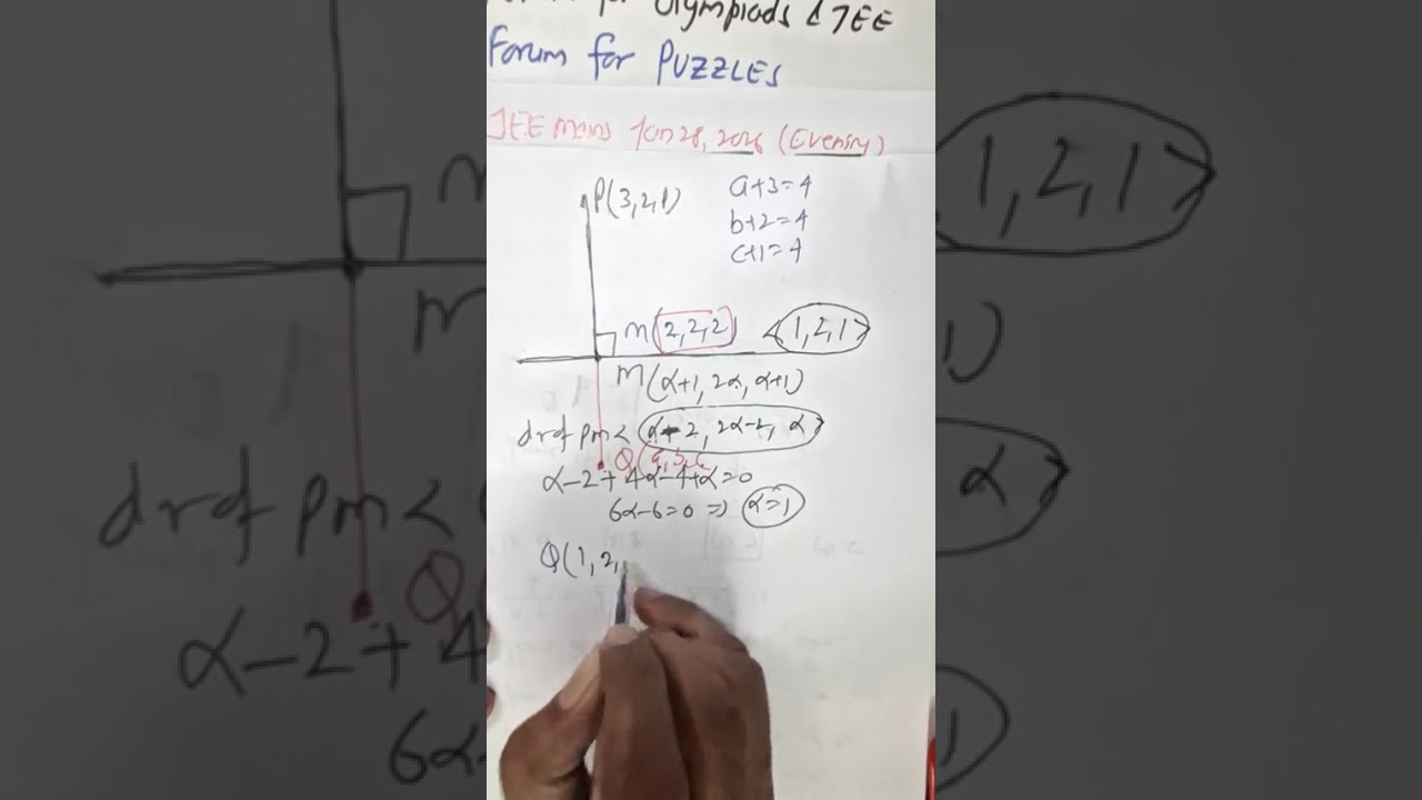 JAN 28 2026 E Q(a,b,c) be image of point P(3,2,1) in line (X-1)/1 =Y/2 =(Z-1)/1...