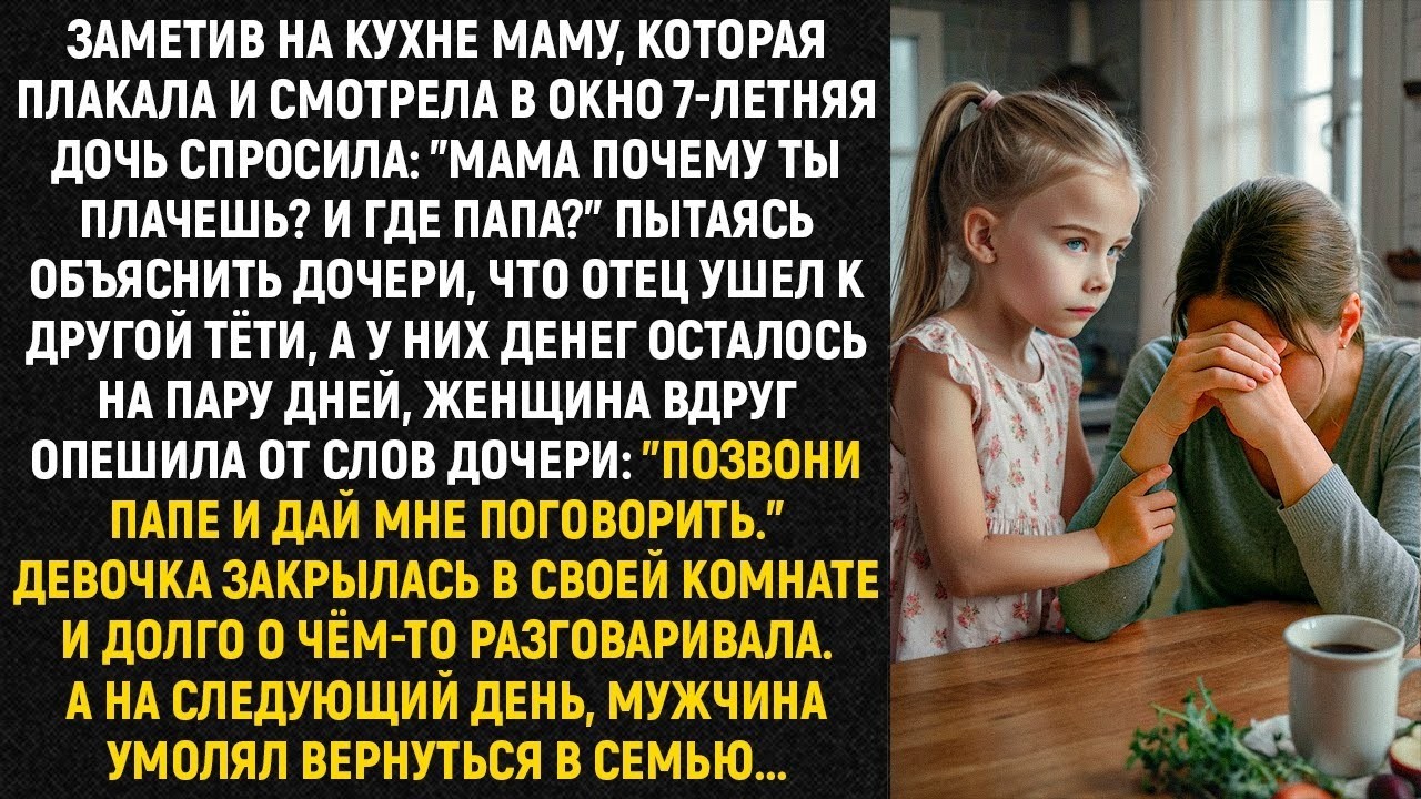 Заметив на кухне маму, которая плакала и смотрела в окно 7-летняя дочь спросила: 