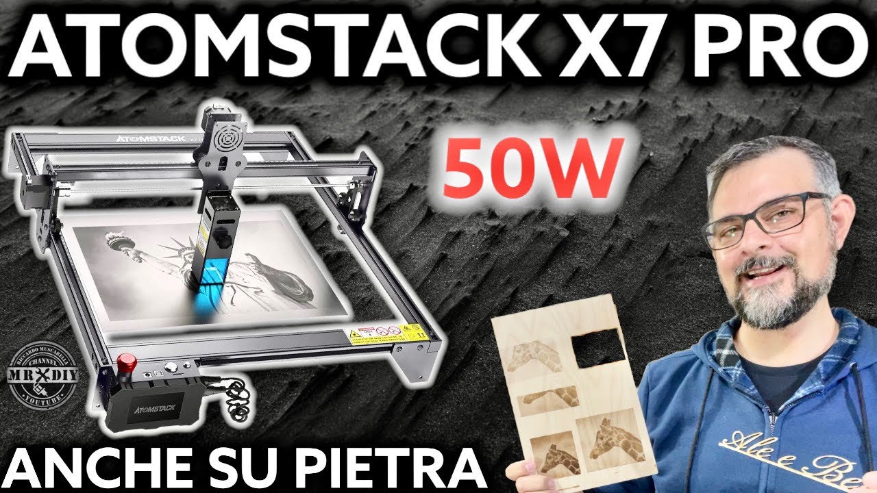 Il mio più potente incisore laser 50W ATOMSTACK x7 pro. Anche metallo, pietra e legno. Display touch