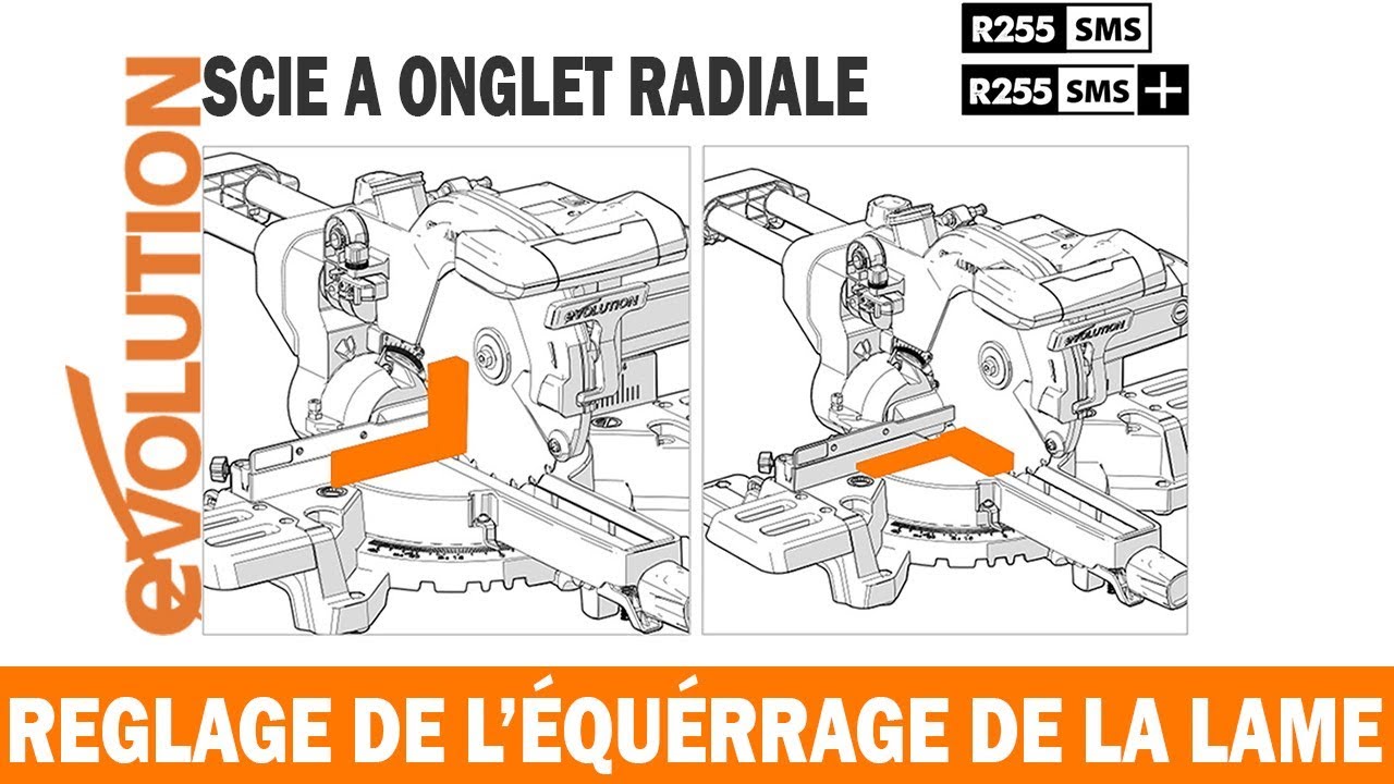 Scie à Onglet Evolution R255SMS : Vérification et Réglage de l'Equerrage