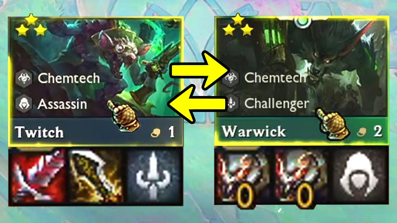 Challenger Twitch & Assassin Warwick | RAT and DOG swapped roles | 3 Star | TFT Set 6