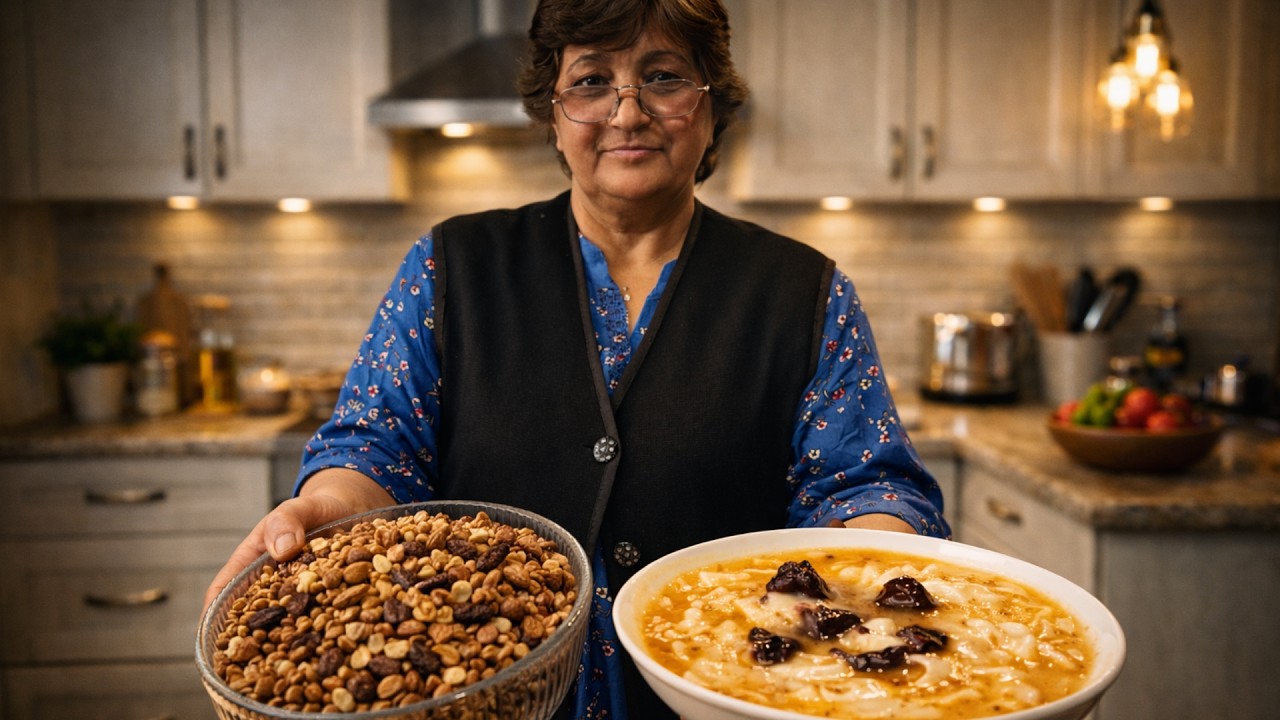 Traditional Azerbaijani Wheat Dish with Walnuts & Sour Dough Meal