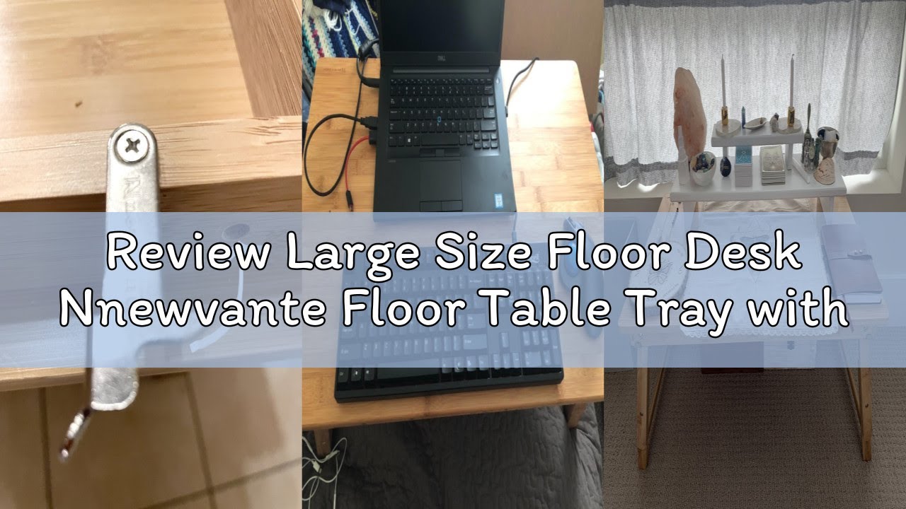 Review Large Size Floor Desk Nnewvante Floor Table Tray with Folding Legs Adjustable Low Coffee Tabl