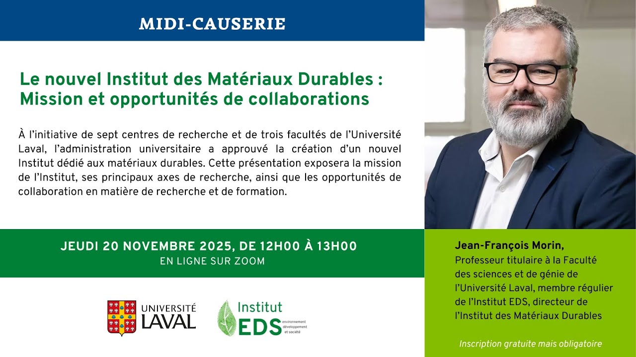 Le nouvel Institut des Matériaux Durables : Mission et opportunités de collaborations