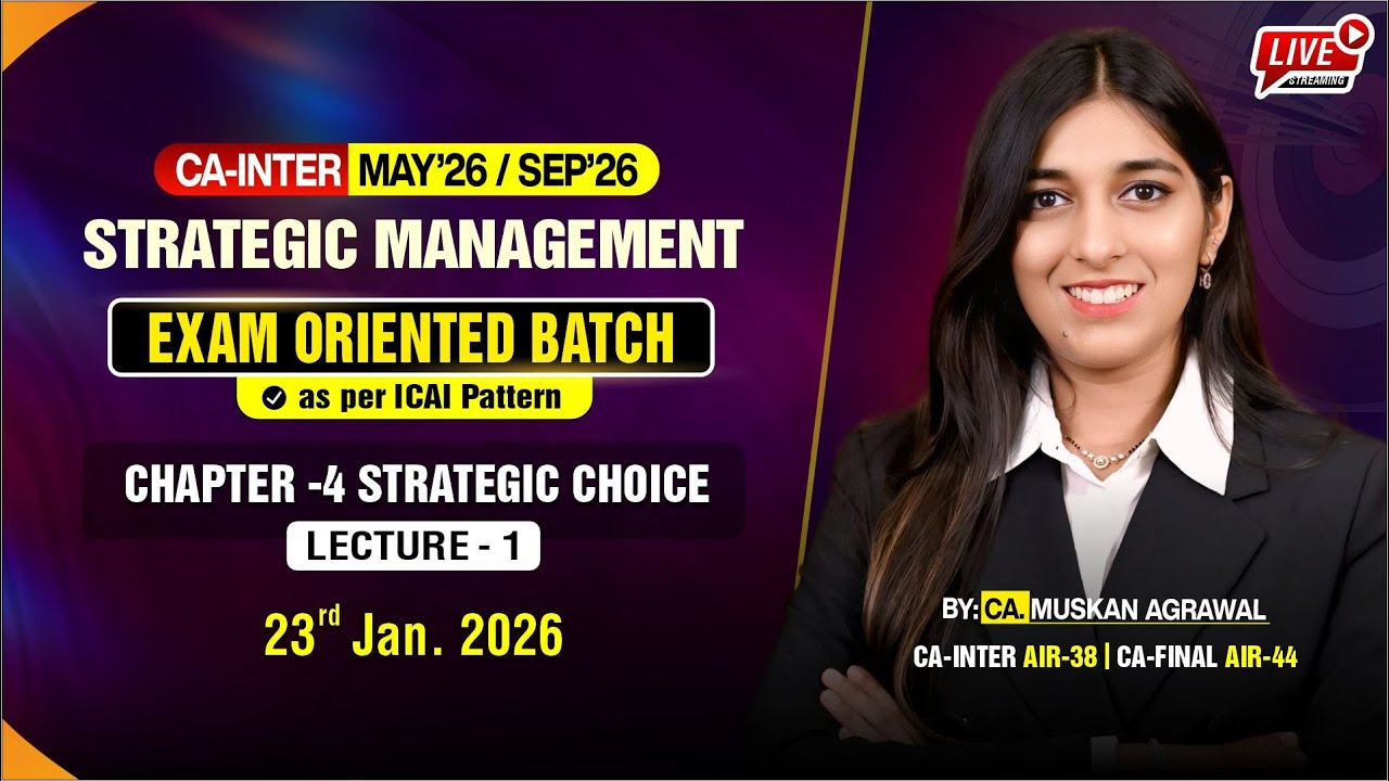 CA-INTER : SM - CH-4 : STRATEGIC CHOICE LECTURE-1 |  EXAM ORIENTED BATCH | FOR MAY / SEP. 2026