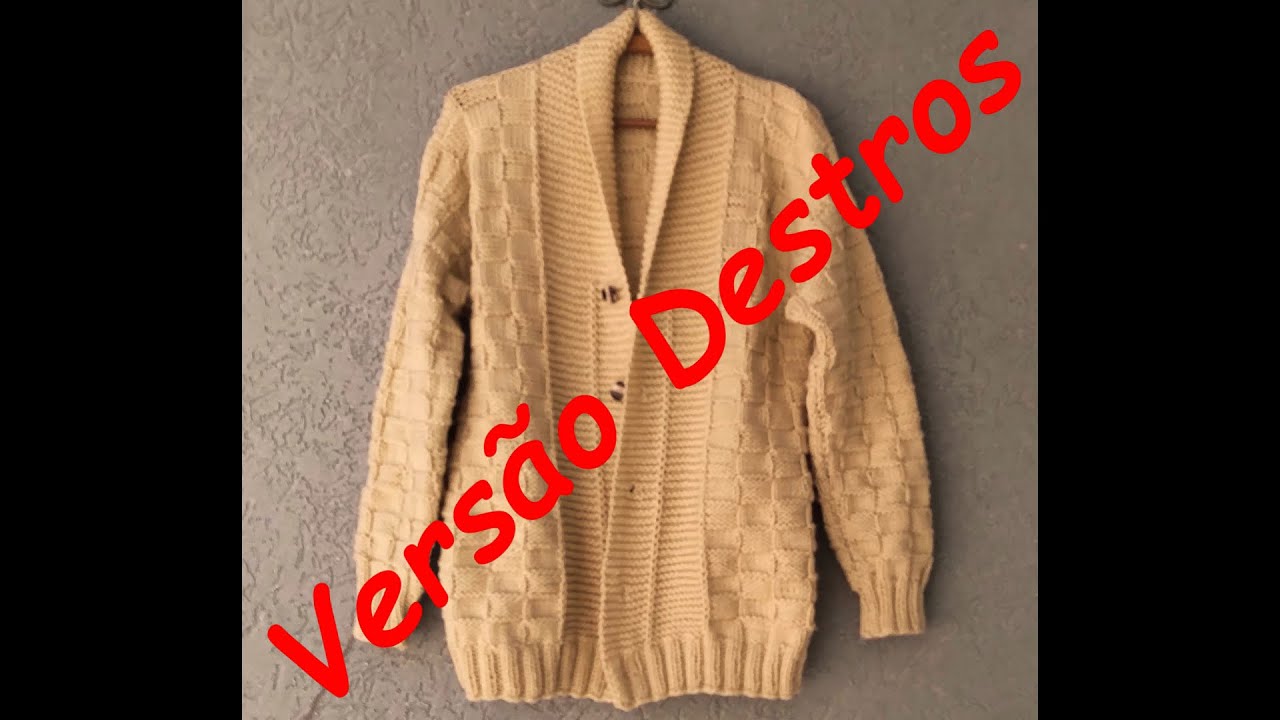 Cardigan Unissex em Tricô - Tamanho P - Adulto - Versão Destros