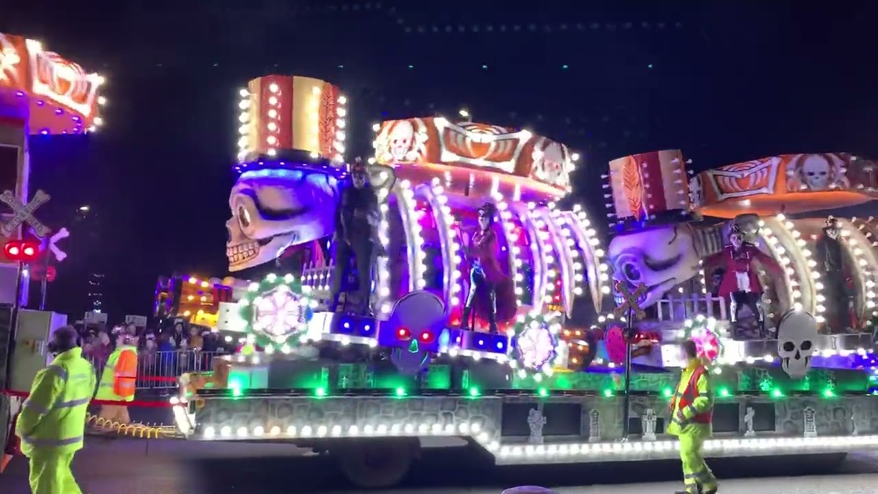 Toppers Carnival Club at Bridgwater Guy Fawkes illuminated carnival 2019  ‘Boneyard Express’