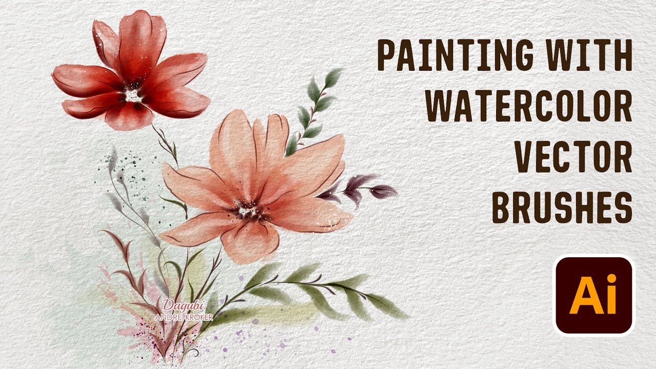 Adobe Illustrator Painting - How to Paint with Vector Watercolor Brushes Flowers and Branches