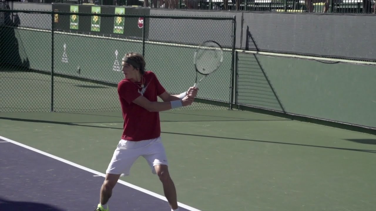 Alexander Zverev Backhand Slow Motion at Indian Wells - ATP Two Handed Backhand Technique Tennis