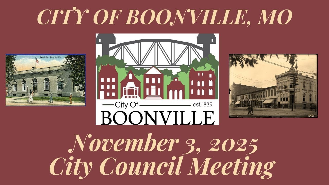 City Of Boonville, Missouri Council Meeting on November 3, 2025 at 7:00 pm