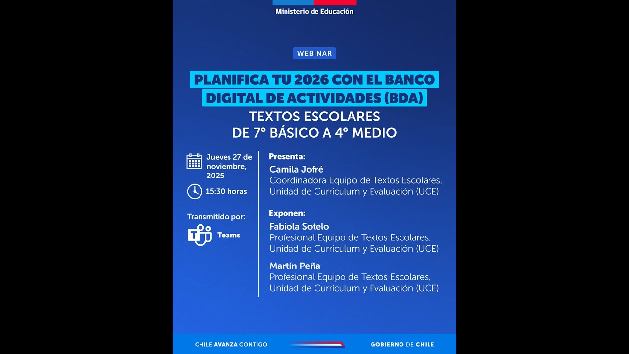 Planifica tu 2026 con el Banco Digital de Actividades (BDA): Textos Escolares 7° básico a 4° medio
