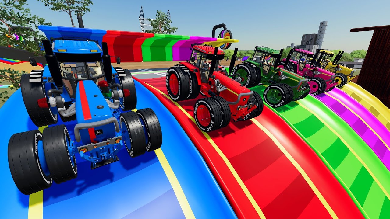 Turbo Tractors with Dual Mufflers and Trailer Transport to the Other Side of Twisted Obstacle Course