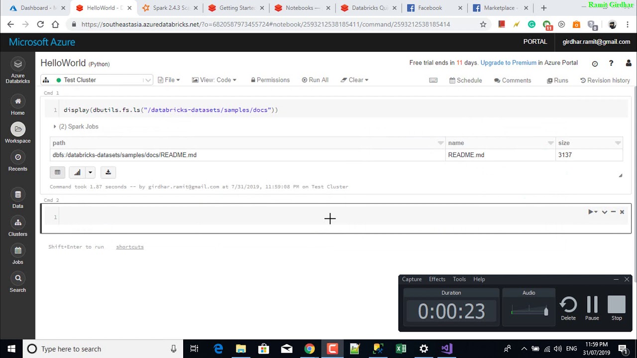 Databricks - Apache Spark Quickstart- HelloWorld