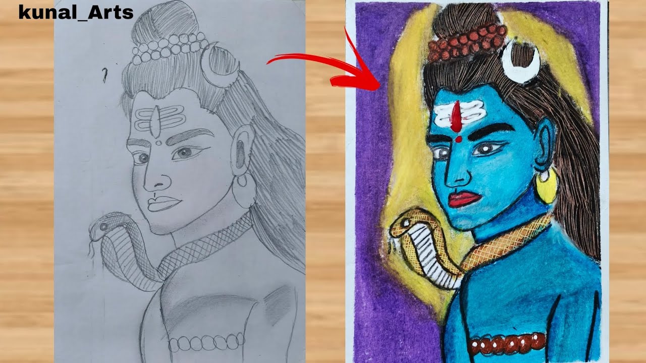Shivratri special mahadev ji drawing Part 02, easy drawing, colour tutorial, step by step 