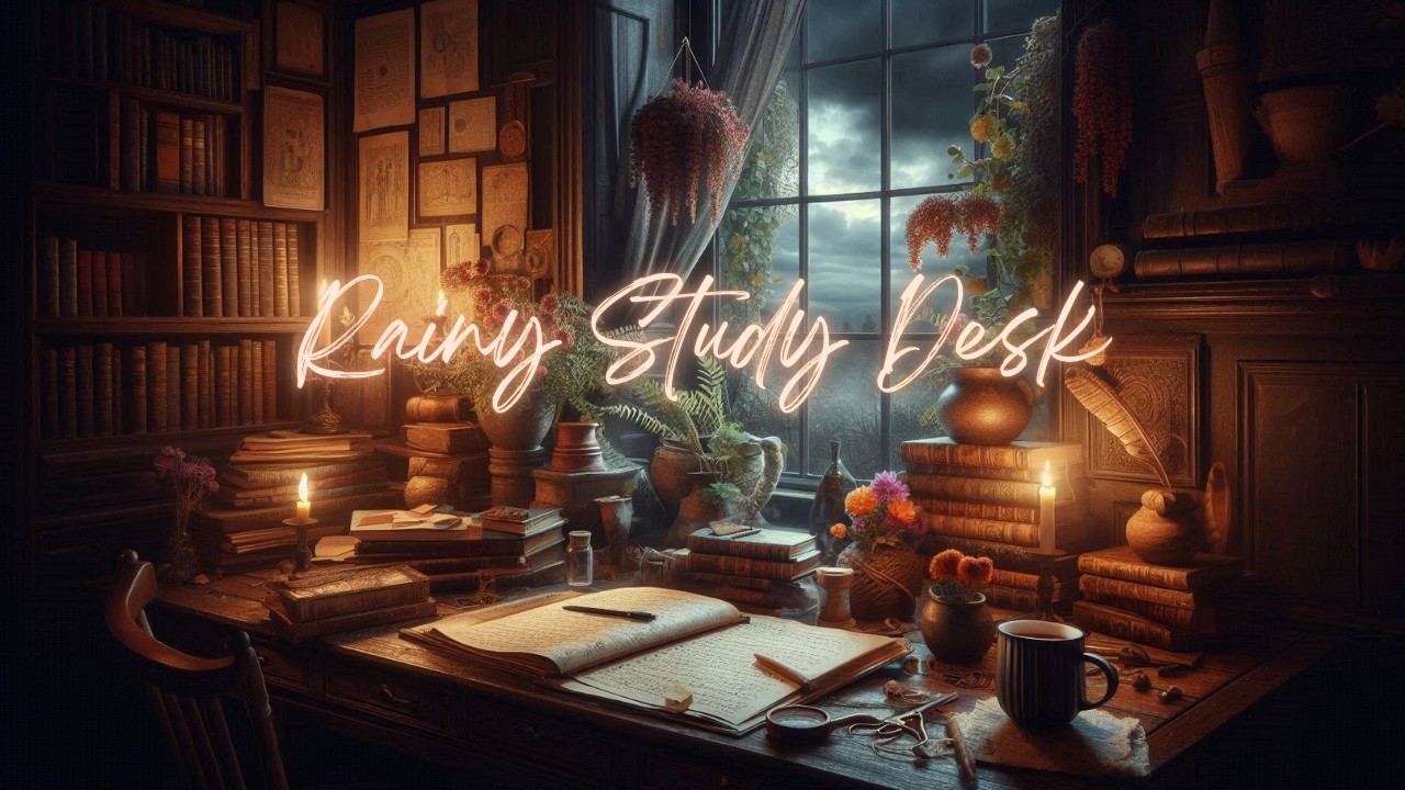Thunderstorm Study Ambience 🌩️ Cozy Rainy Study Desk for Studying & Focus (2 Hours)