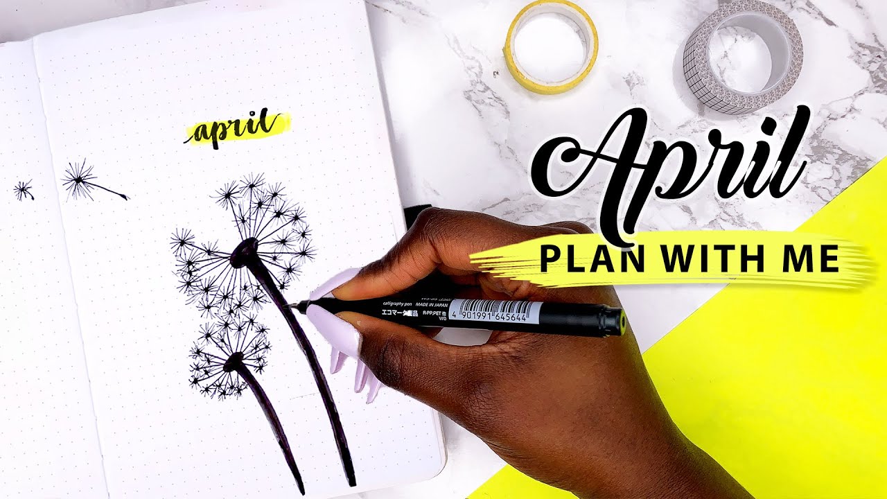 PLAN WITH ME | Simple April 2021 Bullet Journal Set Up | Dandelion Theme