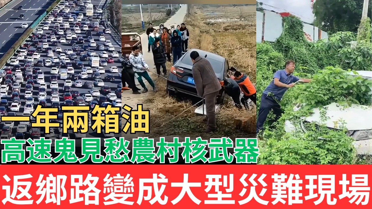 年底中國牛馬的返鄉路變成大型災難現場！一年兩箱油，高速鬼見愁農村核武器！！