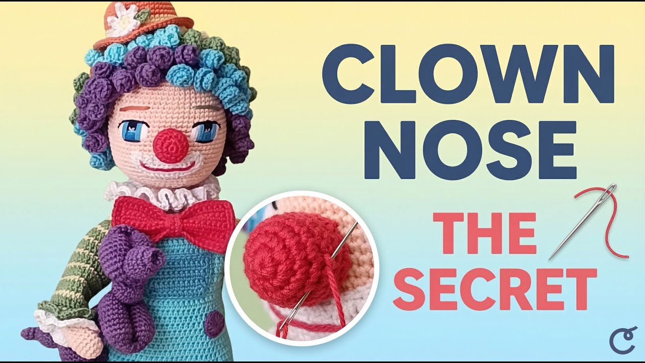 Claude the Clown - sewing the nose