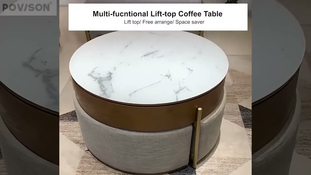 Aiona Lifting top Round Modern Coffee Table | Povison
