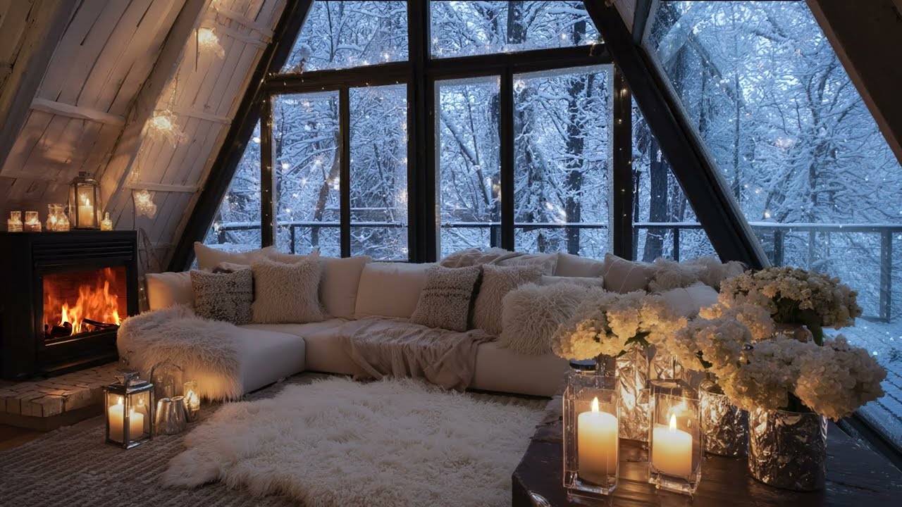 ❄️ Snowy Night Fireplace Piano 🔥 | 3 Hours Soothing Winter Relaxation